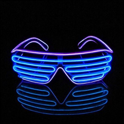 Raves for Music Concert Live Stage Performance Show,for Christmas Halloween Wild Party,Dance Ball,Crazy Parties Azul 2 Neon El Wire LED Lighting Up Slotted Shutter Glasses Eyeglasses Eyewear 