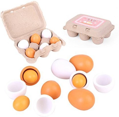 6PCS Wooden Eggs Yolk Pretend Play Kitchen Food Cooking Kids Children Baby MC 