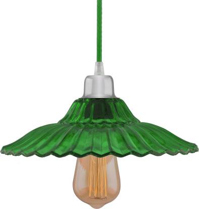 Homesake Industrial Vintage E27 Colored Glass Pendant Lampshade Filament Led Hanging Ceiling Light Green Pendants Lamp In India - Vintage Green Ceiling Light Fixture
