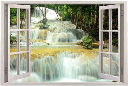 Download Paper Plane Design Medium 3d Wall Window Vinyl Sticker Wallpaper Waterfall In Forest Window Frame Price In India Buy Paper Plane Design Medium 3d Wall Window Vinyl Sticker Wallpaper Waterfall In