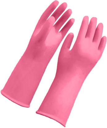Professional Pink Household Rubber Gloves Small Pair