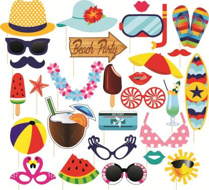 Summer Party Photo Booth Props, Beach Party Photo Props, Pool Party ...