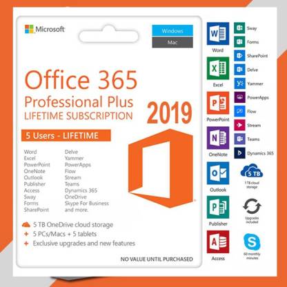 MICROSOFT Office 365 Pro Plus 2019 Lifetime Subscription - 5Pc Price in  India - Buy MICROSOFT Office 365 Pro Plus 2019 Lifetime Subscription - 5Pc  online at 