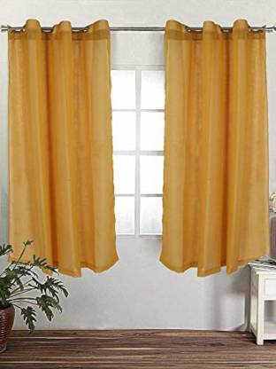 Blends Semi Transpa Shower Curtain, Solid Mustard Yellow Shower Curtain
