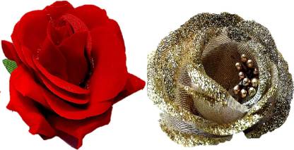 Proplady Designer (Set of 2) Red & Gold Roses Multipurpose Hair Clips/Brooch  Jewellery Set|Wedding Hair Accessories Girls & Women Hair Clip Price in  India - Buy Proplady Designer (Set of 2) Red
