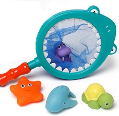 Baby Bath Toys with Fishing Net Floating Animals Water Toy Bathroom Fishing F 