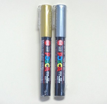 c-set Uni-posca Paint Marker Pen SUPECIAL SET PC-5M15C Gold & Silver Mitsubishi Pencil Uni Posca Poster Color Marking Pens Medium Point 15 Colours 