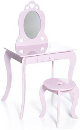 Kids Vanity Makeup Table And Chair Set, Toy Vanity Table And Stool