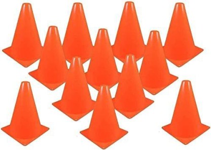 Adorox Set of 12 Construction Hats & Set of 12 Plastic Traffic Cones for Construction Theme Party Sports Activity Cones for Kids Outdoor and Indoor Gaming and Festive Events 