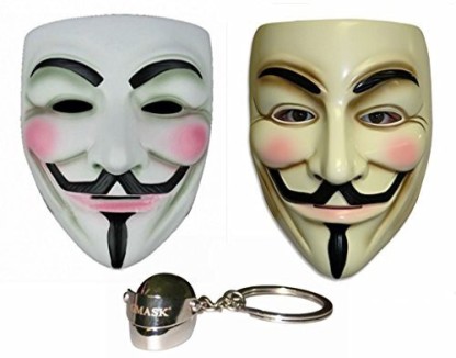 Gmasking V for Vendetta Guy Fawkes Anonymous Mask 2 Pieces+Gmask Keychain 