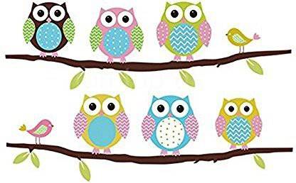 Wall Stickers Mural Decal Paper Art Decoration Cute Owl flower Tree Kids