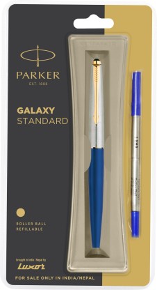 Gold Trim Blue Parker Galaxy Standard GT Roller Ball Pen Brand New in Box 