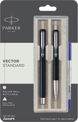 Brand New Roller BallPen Black Body Parker Vector Standard CT Combo Ball Pen 