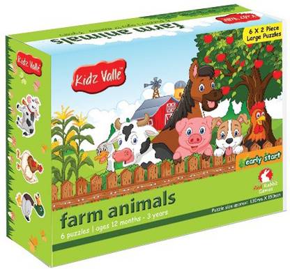 Kidz Valle Farm Animal Puzzles 6 X 2 Pieces 12 Months - 3 Years ( Puzzles for Kids, Floor Puzzles ) - Farm Animal Puzzles 6 X 2 Pieces 12 Months - Kidz Valle Farm Animal Puzzles 6 X 2 Pieces 12 Months - 3 Years ( Puzzles for Kids, Floor Puzzles ) - Farm Animal Puzzles 6 X 2 Pieces 12 Months -