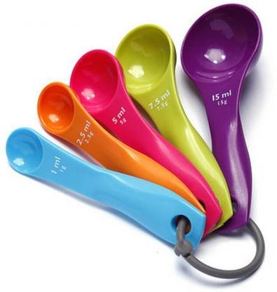 5Pcs Measuring Spoons Plastic Kitchen Utensil Cooking Baking Tool Teaspoon
