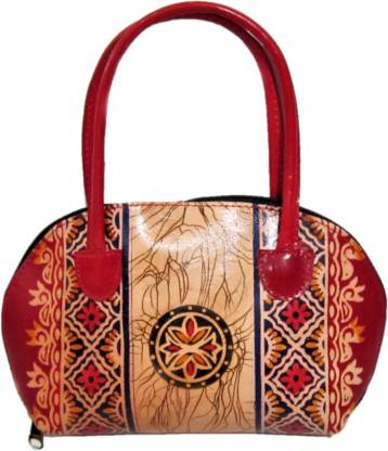Flipkart.com | SNB Handicrafts D Bag Semi Circle Full Side Zip  Shantiniketan Ethnic Handicraft Bags Genuine Leather Batik Design- Red  Waterproof Multipurpose Bag - Multipurpose Bag