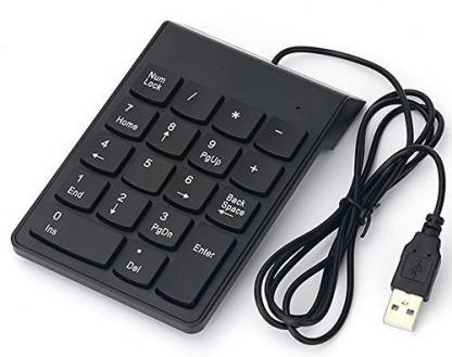 Techvik Super Thin MINI USB Keyboard 18 Key Numeric Keypad For PC Computer Laptop Notebook Wired Number Pad