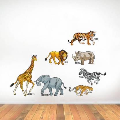 rawpockets 1 cm Wall Decals ' Wild Animals with Name - Kids Room ' Wall  stickers (PVC Vinyl) Multicolour Self Adhesive Sticker Price in India - Buy  rawpockets 1 cm Wall Decals '