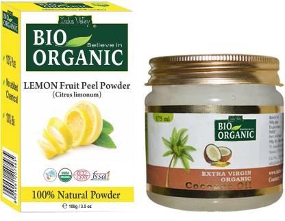 Indus Valley Lemon peel powder and Coconut Oil for Hair Styling- Set of 2  Price in India - Buy Indus Valley Lemon peel powder and Coconut Oil for Hair  Styling- Set of