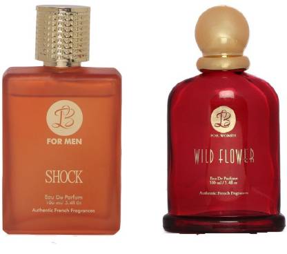 Lyla Blanc Mens SHOCK & Womens WILD FLOWER - (Set of 2 Perfume for Couple) (100ml each) Eau de Parfum  -  100 ml