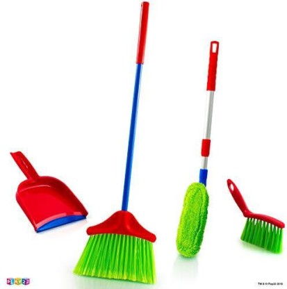 Toddler Size Broom Kids Pretend Play Housekeeping Cleaning Tools Set Blue&Green Cleaning Set for Toddlers Christmas Thanksgiving Gift Pre-educational Toy for Toddlers Dustpan Height Adjustable Mop 