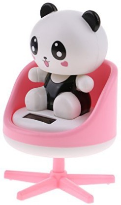 Pink Panda as described LOVIVER Shaking Head Solar Power Skateboard Doll Car/Home Decoration Bobblehead Toy Gift 