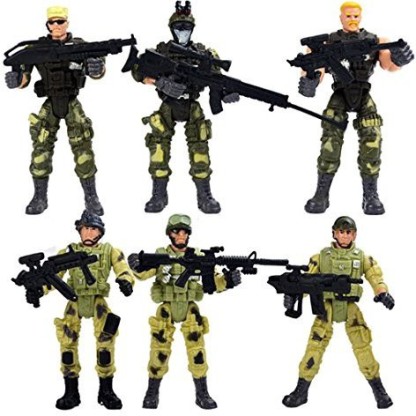 Removable Body Adjustable Arms Legs Military Playset for Boys Girls Kids Children 8 Army Men with Weapons Accessories Hautton Soldier Action Figures Toy 