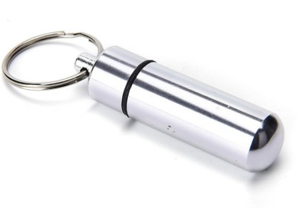 Outdoor Keychain Keyring Waterproof Aluminum Pill Box Case Drug Holder