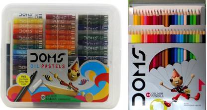 Flipkart.com | DOMS 24 Color pencil & 50 Oil pastel combo -
