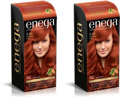 enega Cream hair color (100 ml/each) superior quality with Argan Oil & Green Tea extract NO AMMONIA Cream FORMULA smooth care for your precious hair! COPPER RED 5.64 (Pack of 2) , COPPER RED 5.64