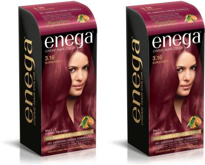 enega Cream hair color (100 ml/each) superior quality with Argan Oil & Green Tea extract NO AMMONIA Cream FORMULA smooth care for your precious hair! BURGUNDY 3.16 (Pack of 2) , BURGUNDY 3.16