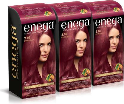 enega Cream hair color (100 ml/each) superior quality with Argan Oil & Green Tea extract NO AMMONIA Cream FORMULA smooth care for your precious hair! BURGUNDY 3.16 (Pack of 3) , BURGUNDY 3.16