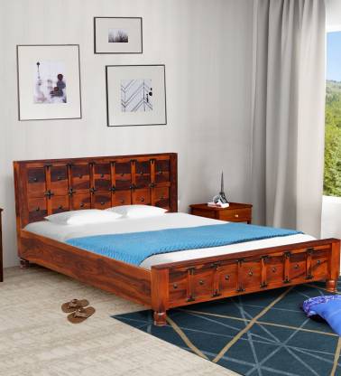 Best Design Sheesham Wood Solid Wood Queen Box Bed – Balaji Wooden