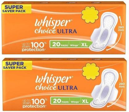 Whisper Choice ultra 20+20 Sanitary Pad (Pack of 2) Sanitary Pad | Buy  Women Hygiene products online in India | Flipkart.com