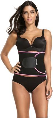 Ada Waist Trimmer Belt Slimming Neoprene Ab Belt Trainer for Faster Weight Loss, Stomach Fat Burner Wrap Tummy Control/Belly Tummy Yoga Wrap Black Exercise Body Slim Look Belt - Pink Women Shapewear