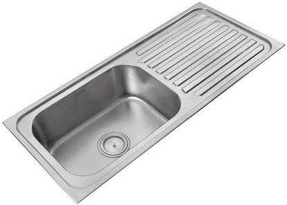 ANUPAM Stainless Steel Kitchen Sink ( 1143 x 510 x 225 mm / 45 x 20 x 9 inch ) Single Square Bowl 304 Grade, Satin/Matt Finish, 206B Counter Top