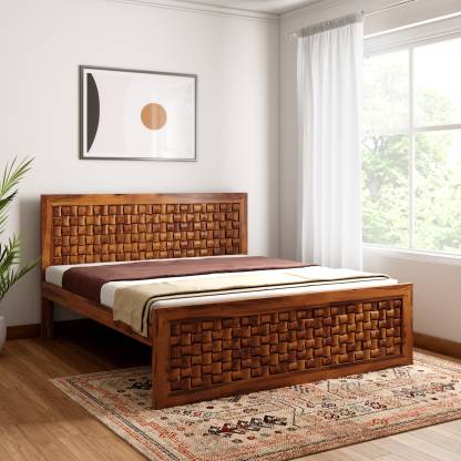 Best Design Teak Color Sheesham Wood Solid Wood King Bed – Home Edge
