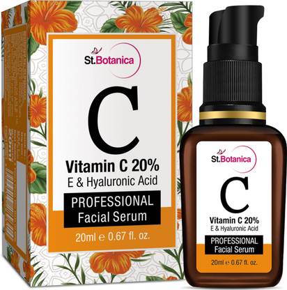 StBotanica Vitamin C 20% + Vitamin E & Hyaluronic Acid Facial Serum Anti Wrinkle / Aging, Dark Circles, Sun Damage Serum