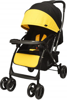 black and yellow stroller