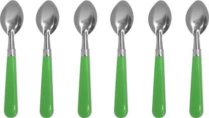 Confidence Spoon Set For Dining Table Use, Spoon Set With Plastic Handle,  Kitchen Accessories, Green Stainless Steel, Plastic Table Spoon Set Price  in India - Buy Confidence Spoon Set For Dining Table