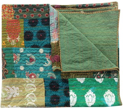 Details about   Blue Kantha Quilt Block Gudri Handmade Twin Bedspreads Throw Ralli 