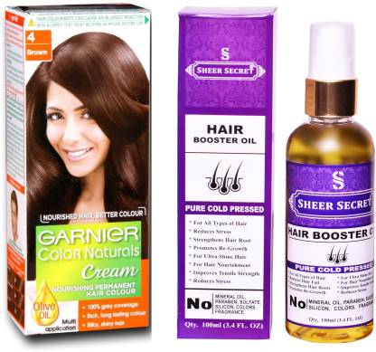 Sheer Secret HAIR BOOSTER OIL 100 ML (PURE COLDPRESSED) and HAIR COLOUR BOX  NATURAL BROWN NO. 4 Price in India - Buy Sheer Secret HAIR BOOSTER OIL 100  ML (PURE COLDPRESSED) and