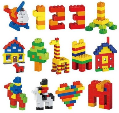 Includes 2 Figures Mixed Shape 1000 Pieces Bulk Building Blocks in Random Color Building Bricks Compatible with Lego 