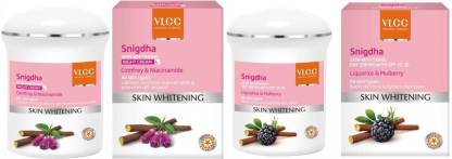 VLCC Snigdha Skin Whitening Day with SPF 25 liquorice & mulberry and Snigdha Skin Whitening Night Cream Comfrey & Niacinamide (50 g)