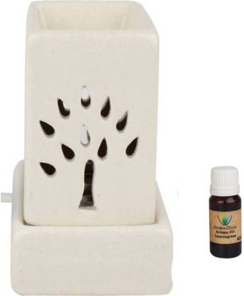 Bright Shop Ceramic Electric Diffuser Oil Burner Rectangle Shape Aroma Oil Burner Natural Air Fragrance For Office & Home (White Colour) Diffuser Set
