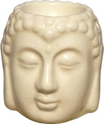 Bright Shop Ceramic Aroma Tealight Diffuser Oil Burner White Colour budha Shape Room Freshner With 2 Candles & Fregrance Oil 10 ML Diffuser