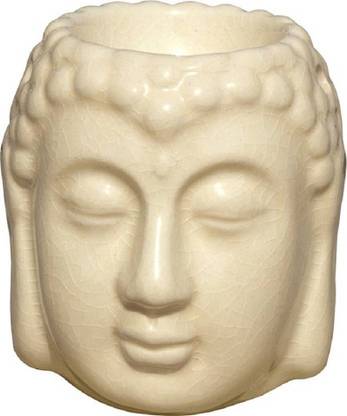 Bright Shop Ceramic aroma Air Freshner Tealight Fragrance Oil Burner Buddha Shape White Colour with 10 ML Lemon Flavour Oil. Diffuser