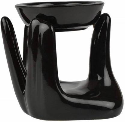 Lyallpur Stores Ceramic Aroma Tealight Diffuser Oil Burner Multicolour Hand Shape Cut Design With 2 Candles And Fragrance Oil Diffuser