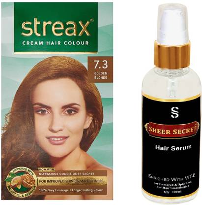 Streax GOLDEN BLONDE HAIR COLOUR NO.  with SHEER SECRET HAIR SERUM Price  in India - Buy Streax GOLDEN BLONDE HAIR COLOUR NO.  with SHEER SECRET  HAIR SERUM online at 