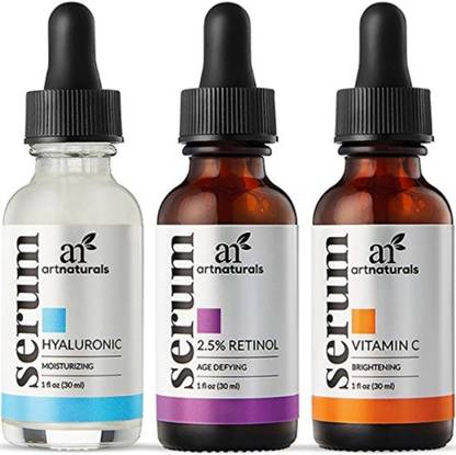 Artnaturals Anti Aging Set With Vitamin C Retinol And Hyaluronic Acid 3 X 1 Oz Serum For Anti Wrinkle And Dark Circle Remover A All Natural And Moisturizing Price In India Buy Artnaturals Anti Aging Set